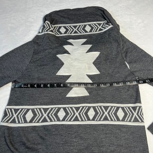 Women's Aztec Print Open Front Cardigan With Fringe Trim Size Small Boho Casual - Picture 5 of 7